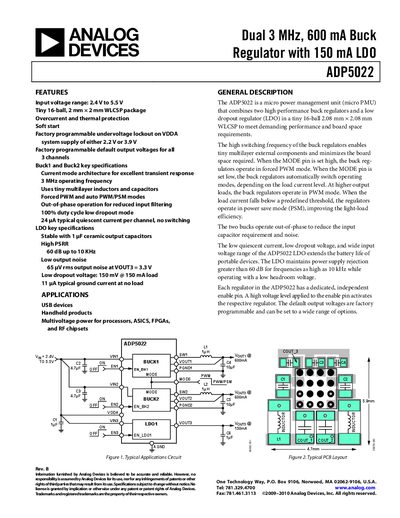 Analog Devices ADP5022 Datasheet - cover page
