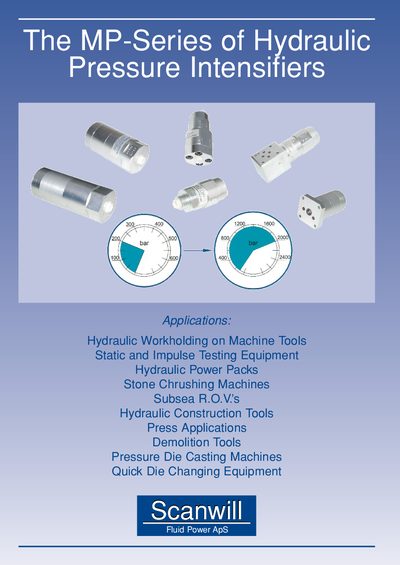Scanwill MP-Series Hydraulic Pressure Intensifiers Data Sheet