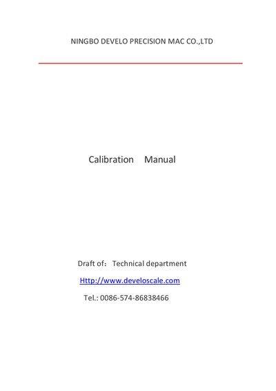 Ningbo Develo Electronic Scale Calibration Manual - cover page