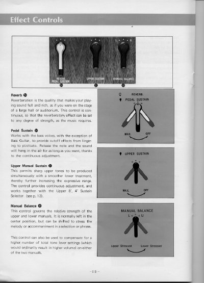 Yamaha E-10AR Electone Effect Controls Manual