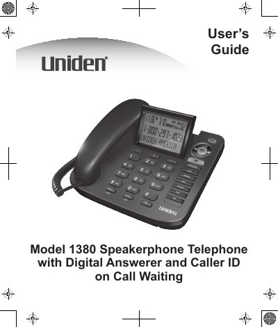 Ericsson Model 1380 Speakerphone Telephone User's Guide - cover page