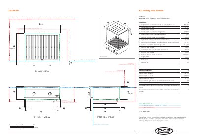 DCS BFGC30G Grill Data Sheet - cover page
