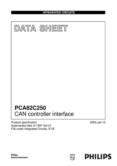 Philips PCA82C250 CAN Controller Interface Datasheet - cover page
