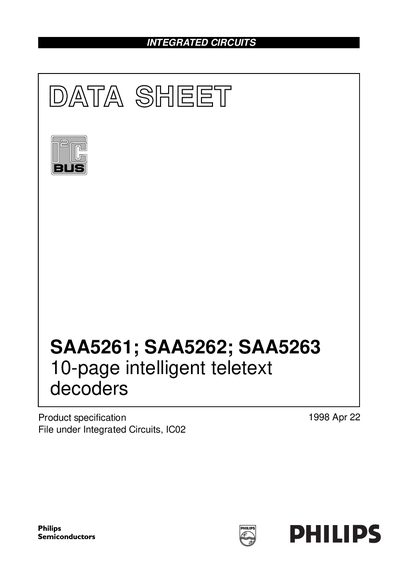 philips SAA5261 SAA5262 SAA5263 10-page intelligent teletext decoders handbook - cover page