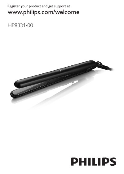 Philips HP8331/00 Hair Straightener User Manual - cover page