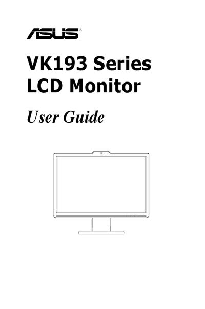 ASUS VK193 LCD Monitor User Guide - cover page