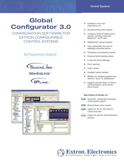 Extron Global Configurator 3.0 User Manual - cover page