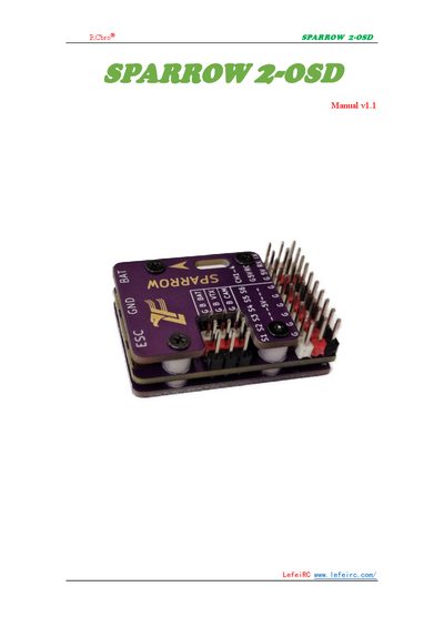 RCbro SPARROW 2-OSD Flight Controller Manual - cover page