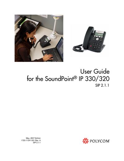 Polycom SoundPoint IP 330/320 Phone User Guide - cover page