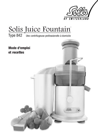 Solis Juice Fountain Type 842 User Manual