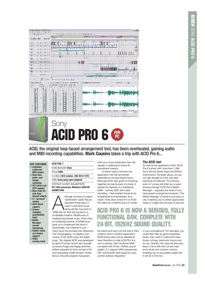 Sony ACID Pro 6 User Manual - cover page