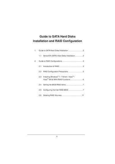 Intel X79 SATA Hard Disk Installation and RAID Configuration Guide - cover page