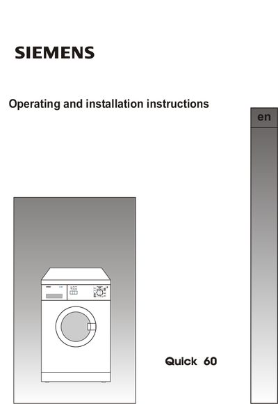 Siemens Quick 60 Washing Machine User Manual - cover page