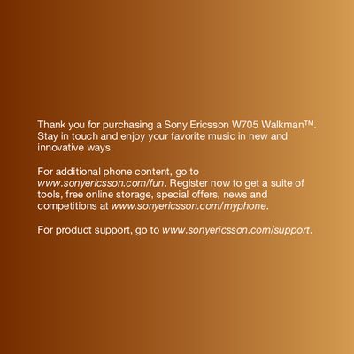Sony Ericsson W705 User Manual - cover page