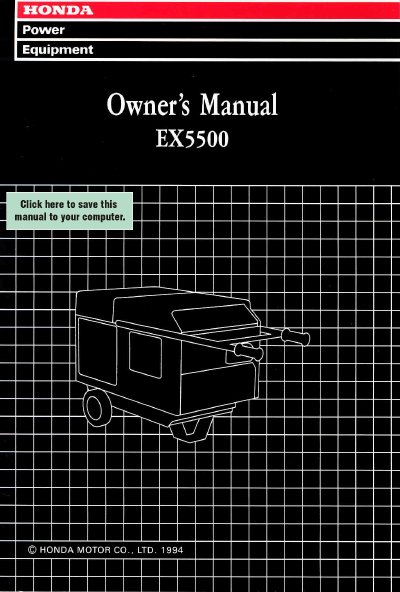 Honda EX5500 Generator Owner's Manual - cover page