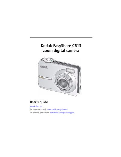 Kodak C613 Digital Camera User Manual - cover page