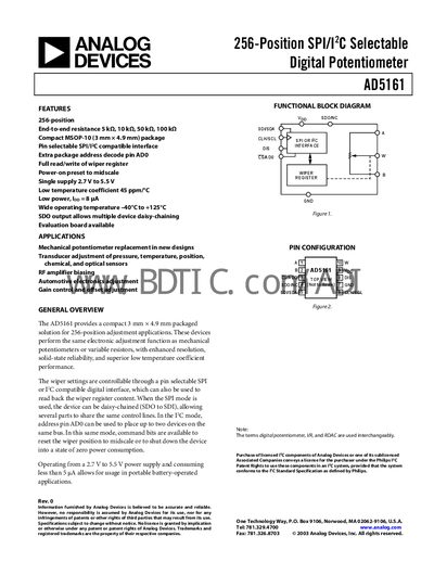 Analog Devices AD5161 Digital Potentiometer Handbook - cover page