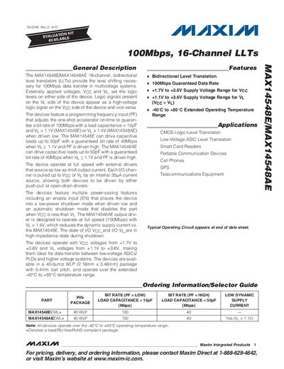 Maxim MAX14548E/MAX14548AE Datasheet - cover page