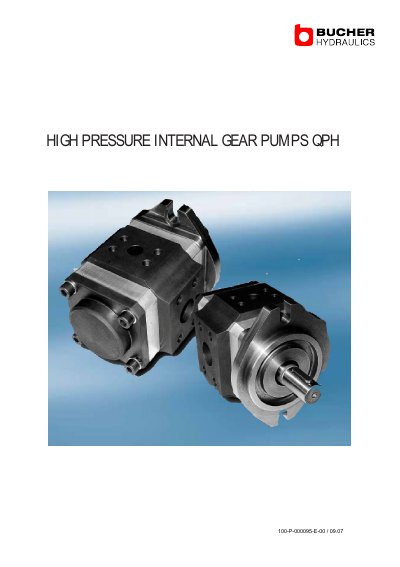 Bucher QPH 2/QPH 3 High Pressure Internal Gear Pumps Technical Data - cover page