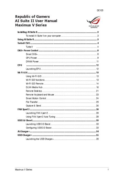 ASUS Maximus V Series AI Suite II User Manual - cover page