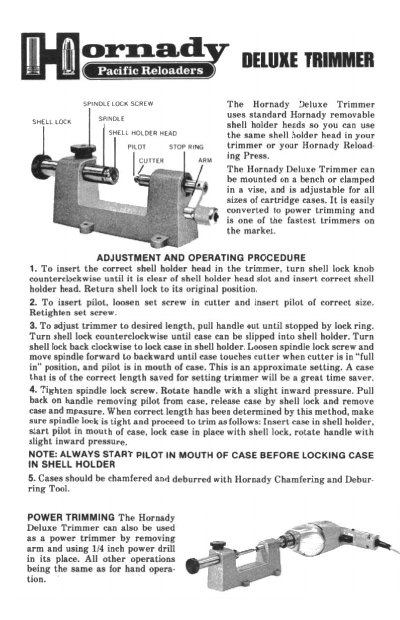 Hornady Deluxe Trimmer User Manual - cover page