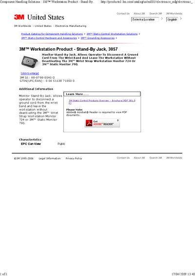 3M 3057 Stand‑By Jack Product Leaflet - cover page