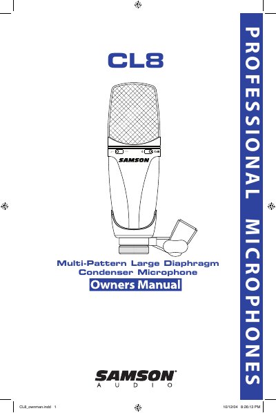 Samson CL8 Studio Condenser Microphone Owner's Manual - cover page