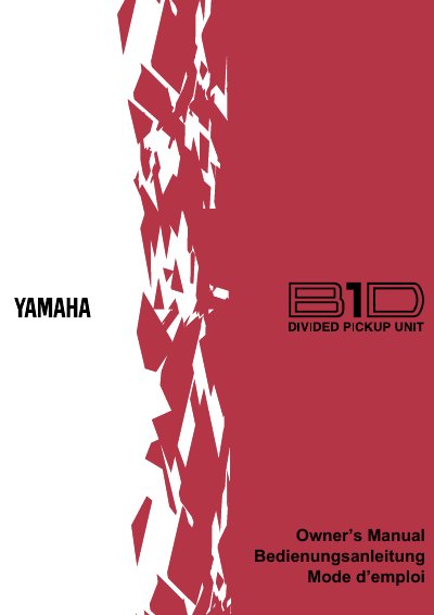 Yamaha B1D Divided Pickup Unit Owner's Manual - cover page