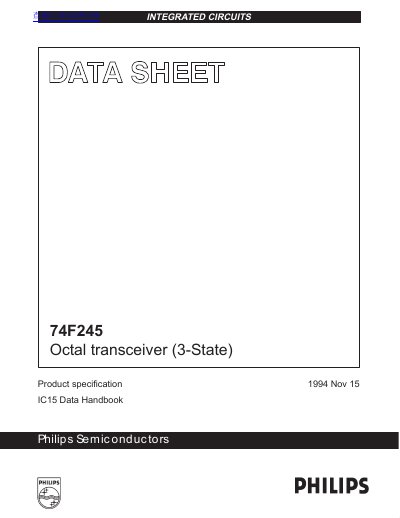 Philips 74F245 Octal Transceiver Datasheet - cover page