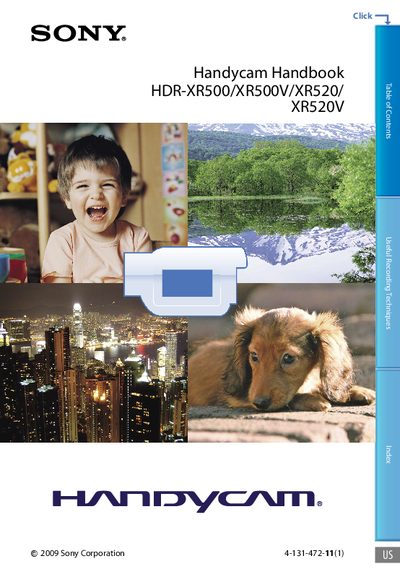 Sony HDR-XR500/XR500V/XR520/XR520V Handycam Handbook - cover page