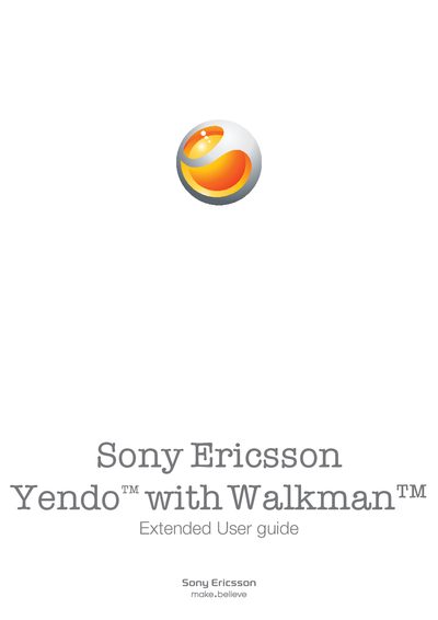 Sony Ericsson Yendo with Walkman Extended User Guide - cover page