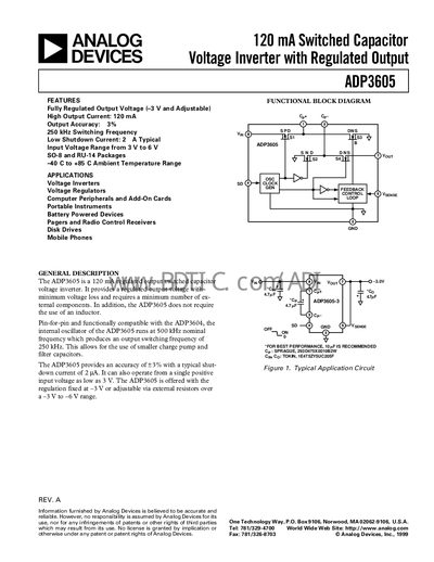 Analog Devices ADP3605 Datasheet - cover page