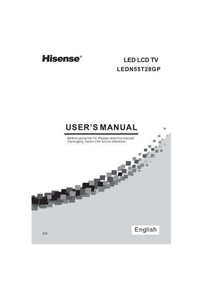 Hisense LEDN55T28GP LED LCD TV User Manual - cover page
