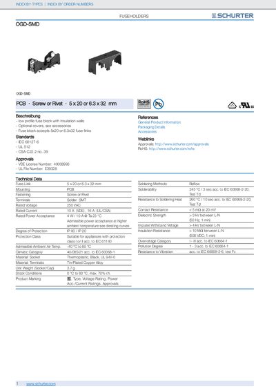 SCHURTER OGD‑SMD Fuseholder Product Leaflet - cover page