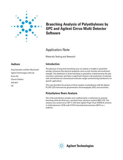 Agilent Cirrus Multi Detector Software Application Note - cover page