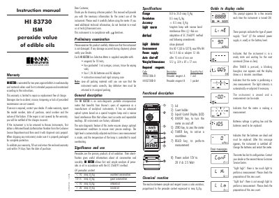 Hanna Instruments HI 83730 Peroxide Value Instruction Manual - cover page