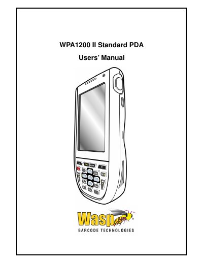 Wasp WPA1200 II PDA Users’ Guide - cover page