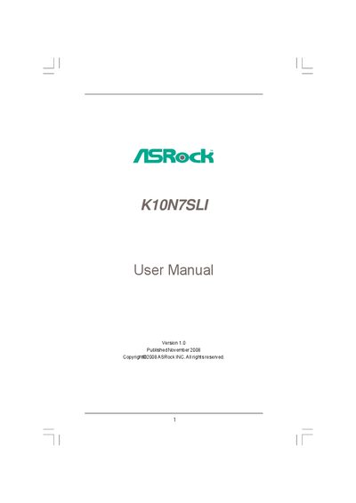 ASRock K10N7SLI User Manual - cover page
