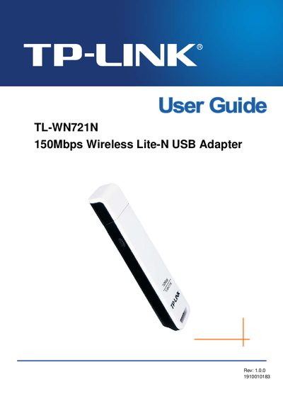 TP-Link TL-WN721N 150Mbps Wireless Lite-N USB Adapter User Guide - cover page