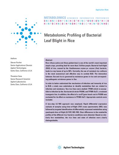 Metabolomic Profiling of Bacterial Leaf Blight in Rice Application Note - cover page
