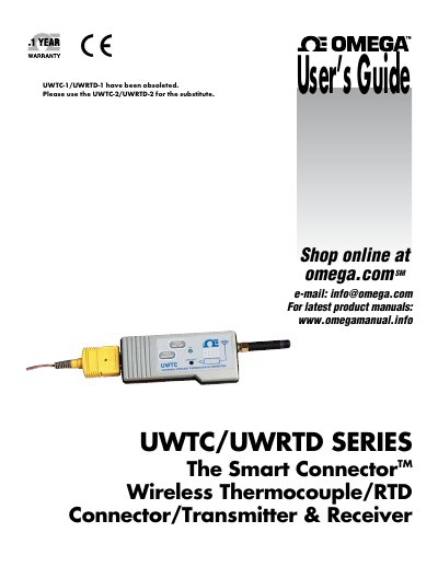 Omega UWTC/UWRTD Series Wireless Thermocouple/RTD Connector User Manual - cover page