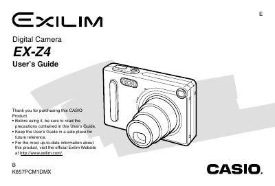 Casio EX-Z4 Digital Camera User's Guide - cover page