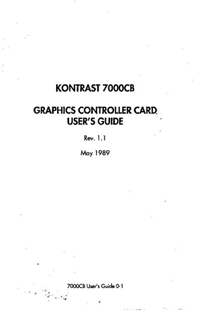 KONTRAST 7000CB Graphics Controller Card User's Guide