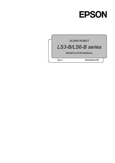 Epson LS3-B/LS6-B Series SCARA Robot Manipulator Manual - cover page