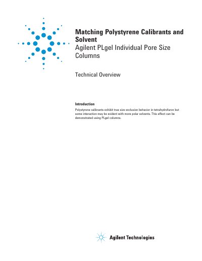 Agilent PLgel Polystyrene Calibrants Technical Overview - cover page