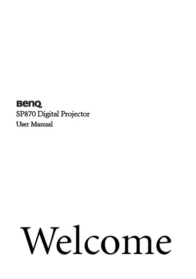 BenQ SP870 Digital Projector User Manual