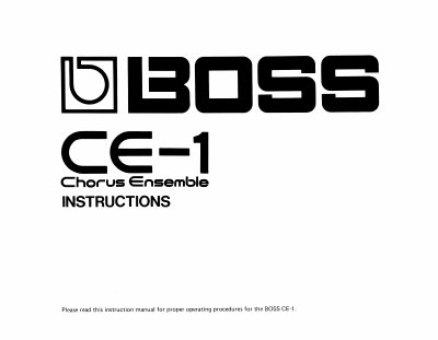 BOSS CE-1 Chorus Ensemble Instructions - cover page