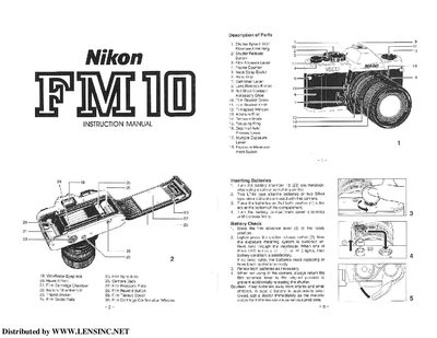 Nikon FM10 Camera User Manual - cover page
