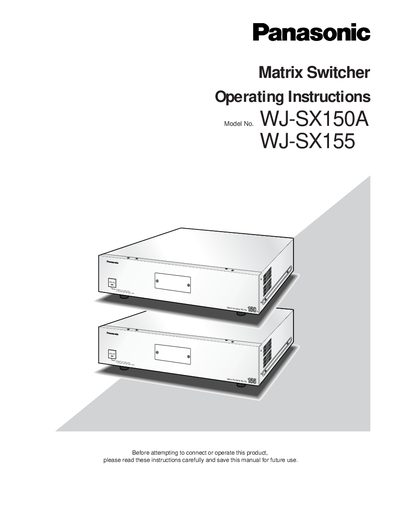 Panasonic WJ-SX150A / WJ-SX155 Operating Instructions Manual - cover page