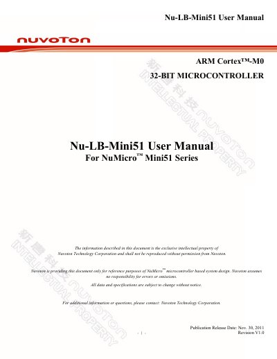 Nuvoton Nu-LB-Mini51 User Manual - cover page